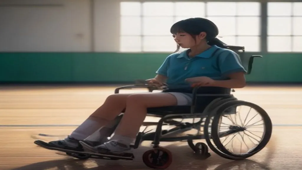 Aluno com deficiência participando de aula de educação física adaptada na escola